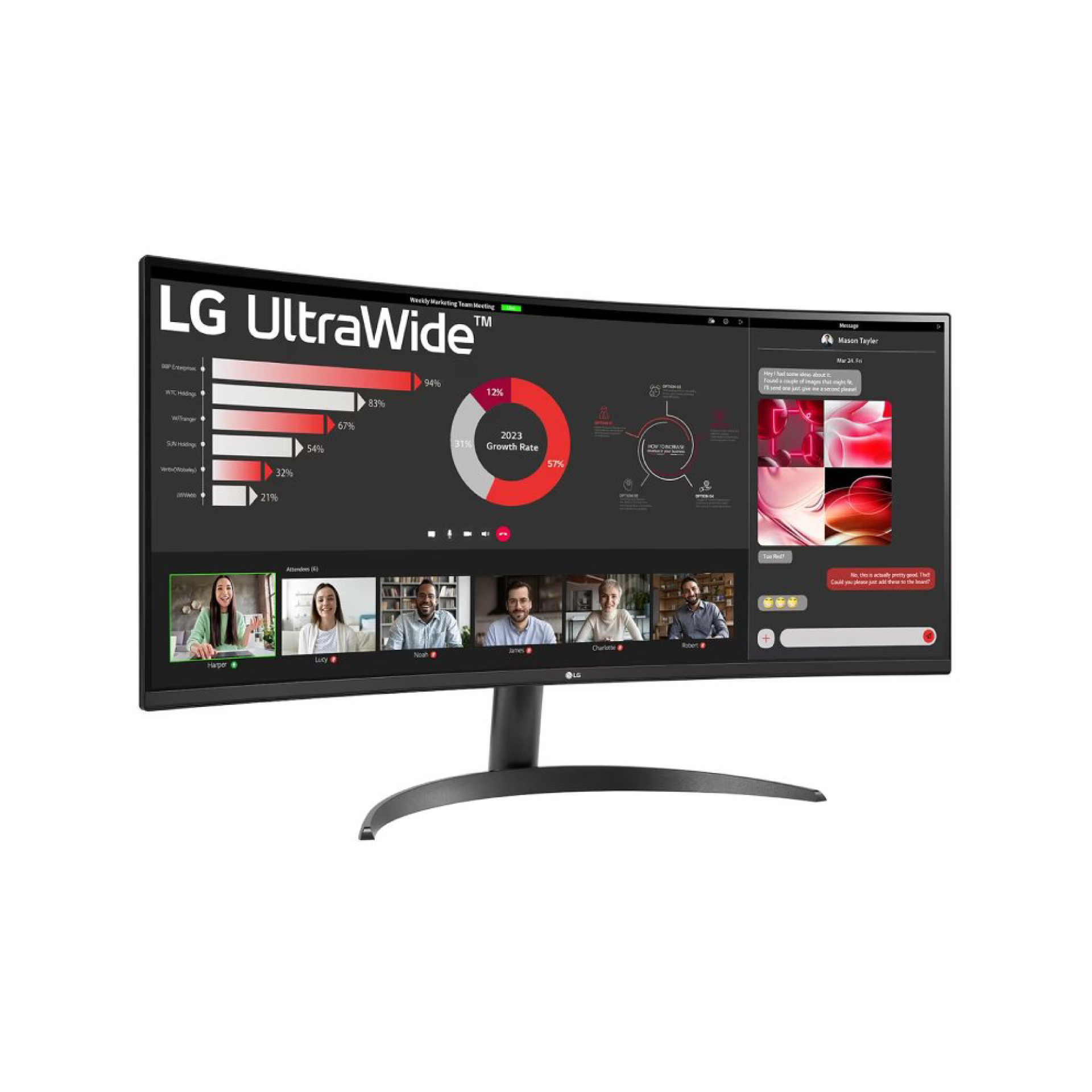 Monitor LG 34" Curved UltraWide WQHD Monitor 34WR55QC-B,3440x1440, 21:9, 100Hz, 3000:1, 5ms, HDMI*2/DP/USB*2